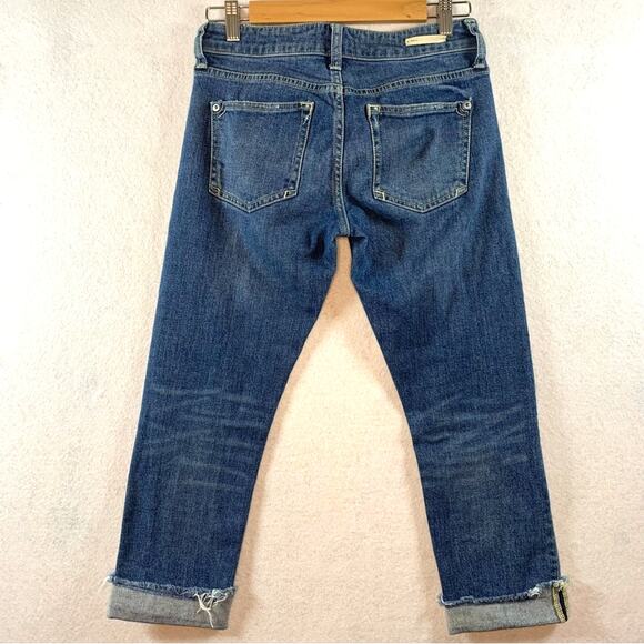 PILCRO by Anthropologie‎ Boyfriend Slim Cropped Jeans Raw Hem Cuffed READ - Picture 4 of 15